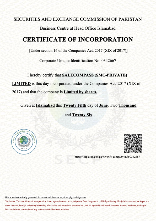 Certificate of Incorporation